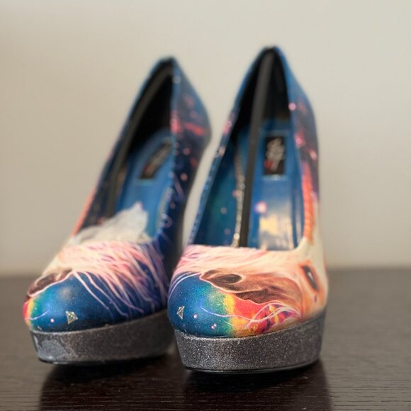 ! NWT - Iron Fist Unicornopia Glitter Closed Toe Platform Heels ! - Picture 3 of 8